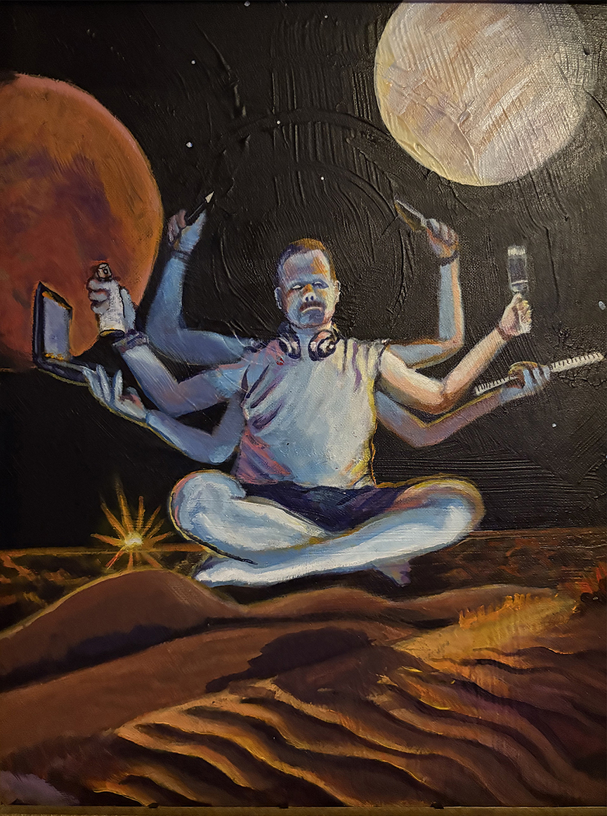 <i>Livin' Astro</i>, oil on canvas 14x18, 2024.